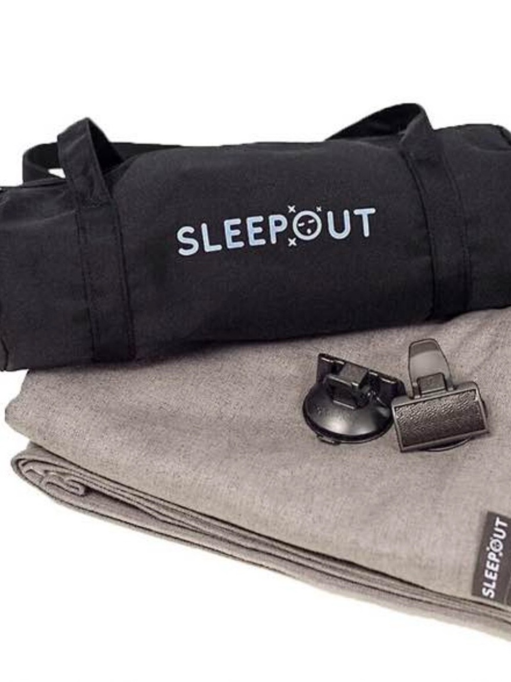 SleepOut Kids Black Carry Duffle with Gray Travel Blanket